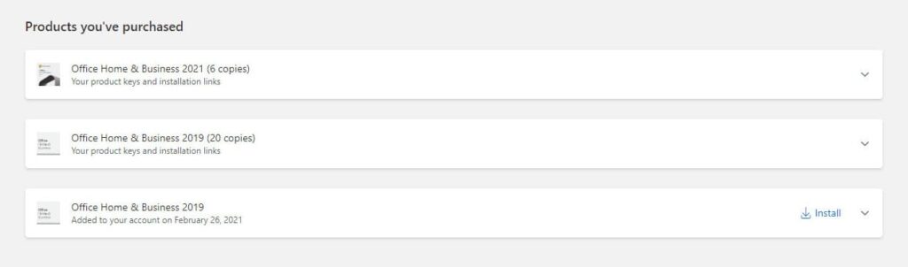 Products you've purchased - Microsoft
