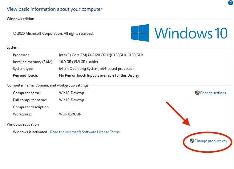 windows 10 system properties